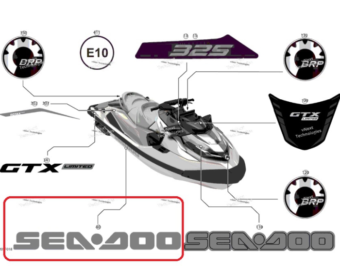 219906403, Наклейка на корпус, Sea Doo/BRP