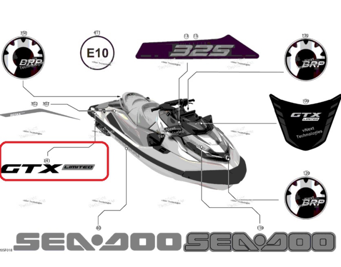 219906408, Наклейка на корпус, Sea Doo/BRP