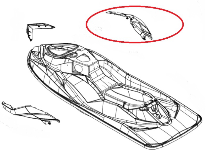 Панель Косметическая, Белая(прав), Пакет SE, Sea Doo, 269502191